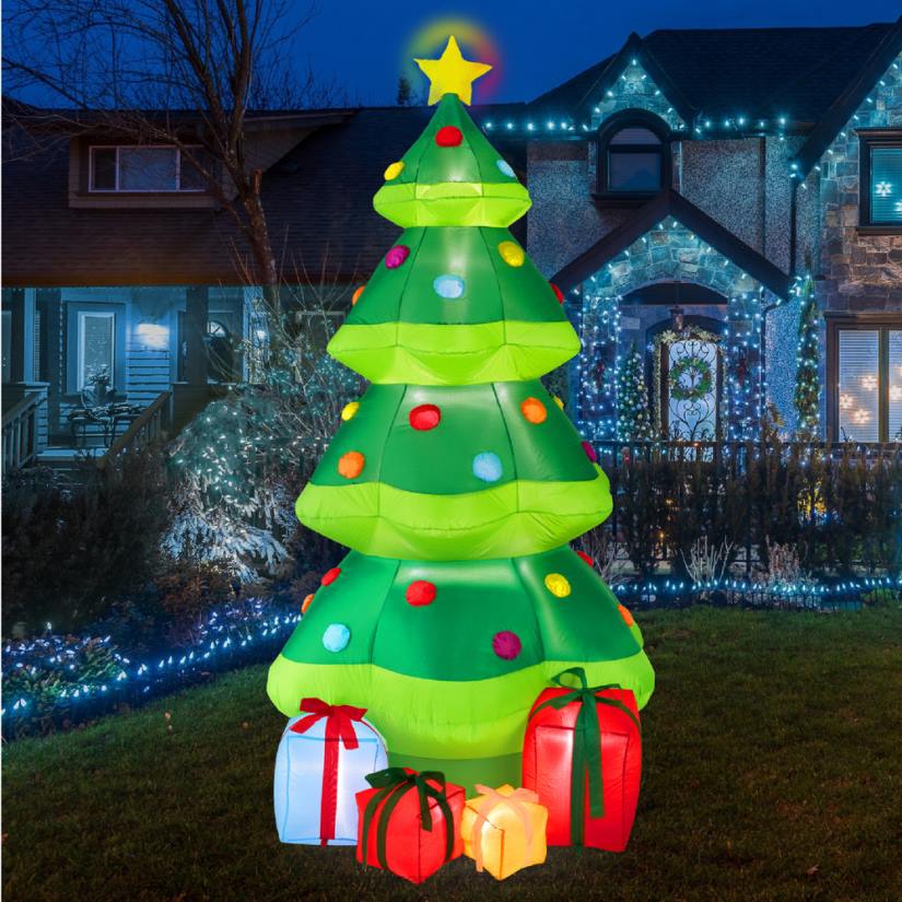 4LT2143 Green Best Choice Products Inflatable Christmas Tree Outdoor Blow Up Decor w/ 10 LED Lights