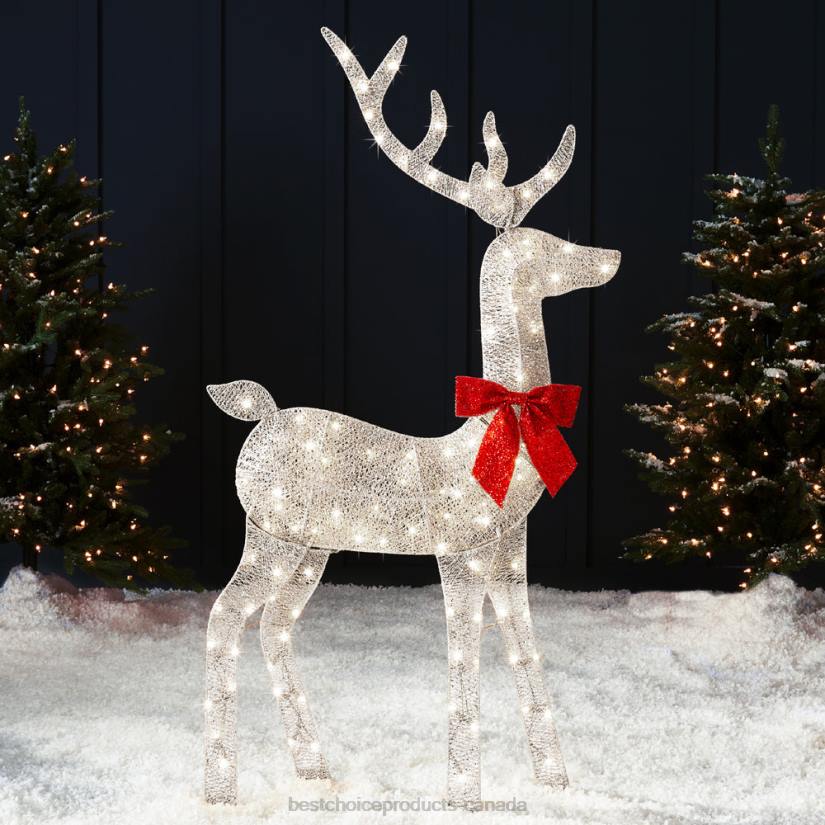 4LT2144 White Best Choice Products Lighted 2D Christmas Buck Outdoor Decor w/ 105 LED Lights