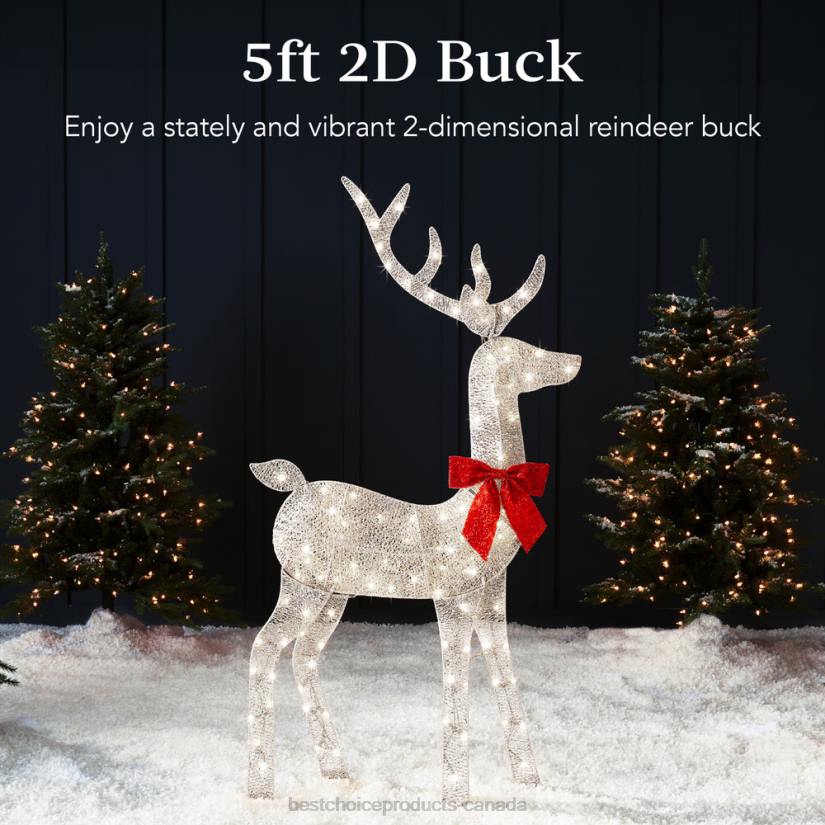 4LT2144 White Best Choice Products Lighted 2D Christmas Buck Outdoor Decor w/ 105 LED Lights