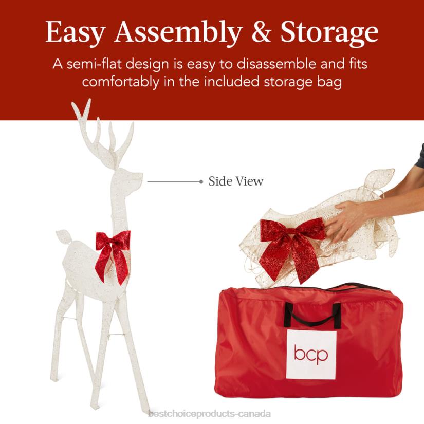 4LT2144 White Best Choice Products Lighted 2D Christmas Buck Outdoor Decor w/ 105 LED Lights