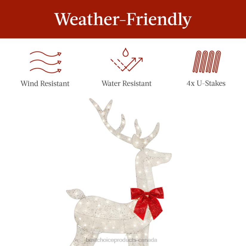 4LT2144 White Best Choice Products Lighted 2D Christmas Buck Outdoor Decor w/ 105 LED Lights