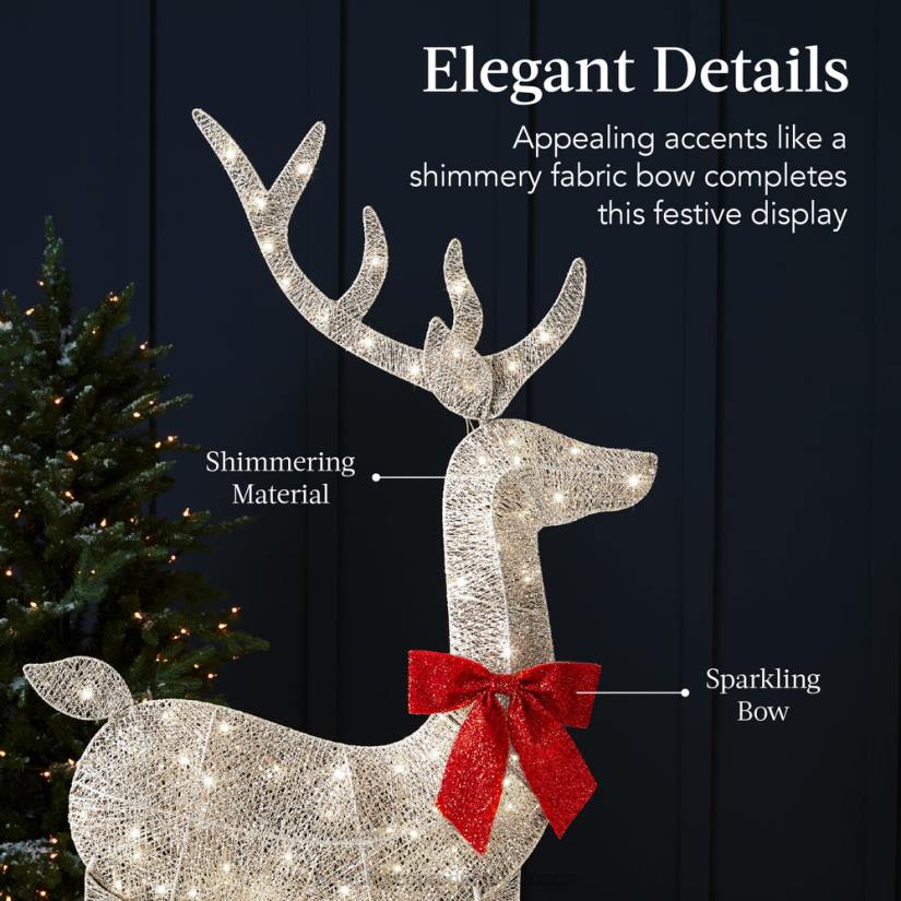 4LT2144 White Best Choice Products Lighted 2D Christmas Buck Outdoor Decor w/ 105 LED Lights