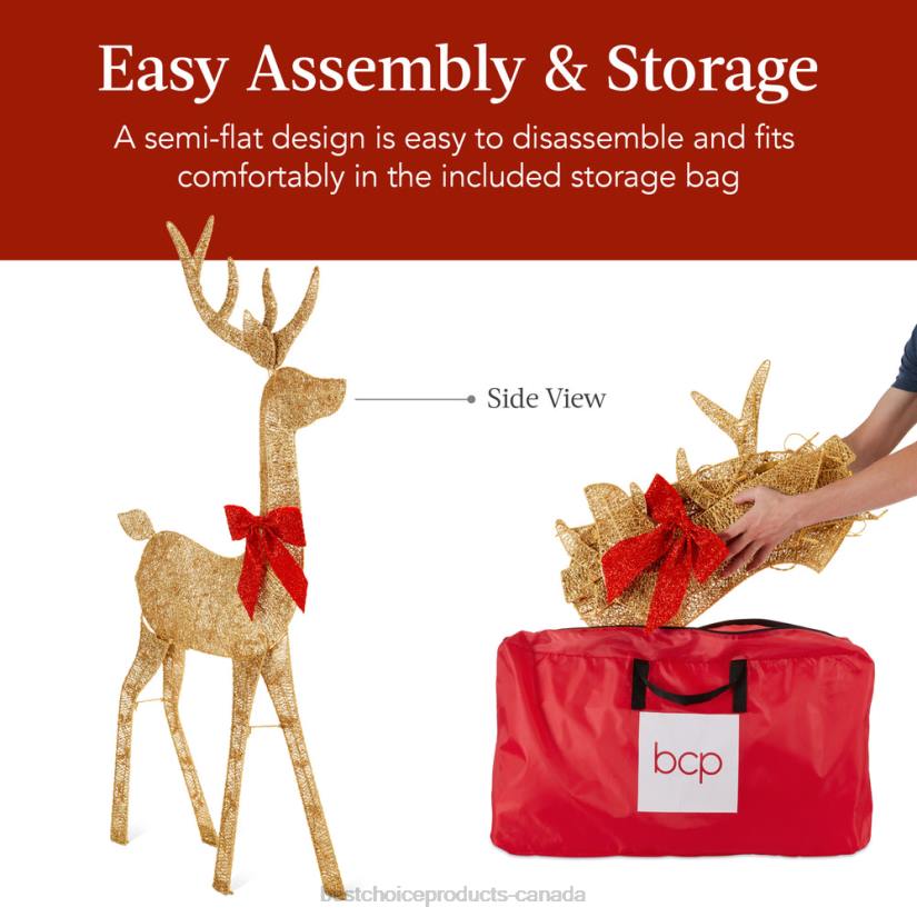 4LT2145 Gold Best Choice Products Lighted 2D Christmas Buck Outdoor Decor w/ 105 LED Lights