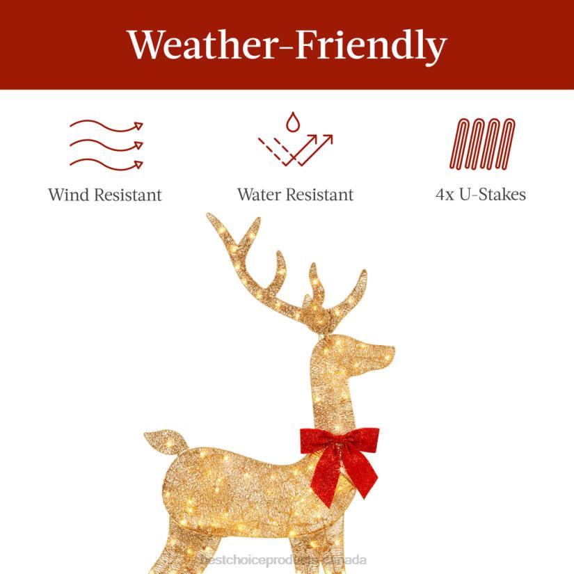 4LT2145 Gold Best Choice Products Lighted 2D Christmas Buck Outdoor Decor w/ 105 LED Lights