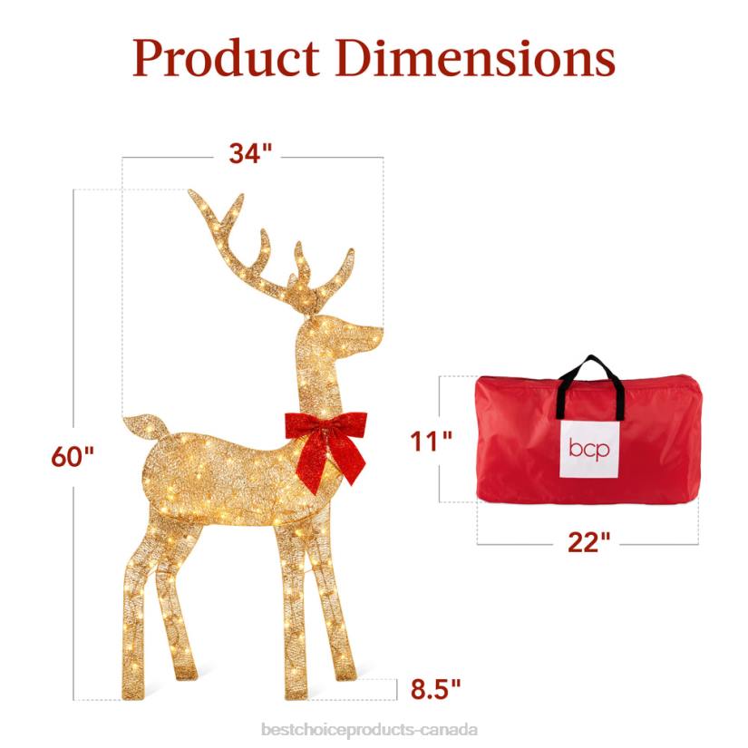 4LT2145 Gold Best Choice Products Lighted 2D Christmas Buck Outdoor Decor w/ 105 LED Lights