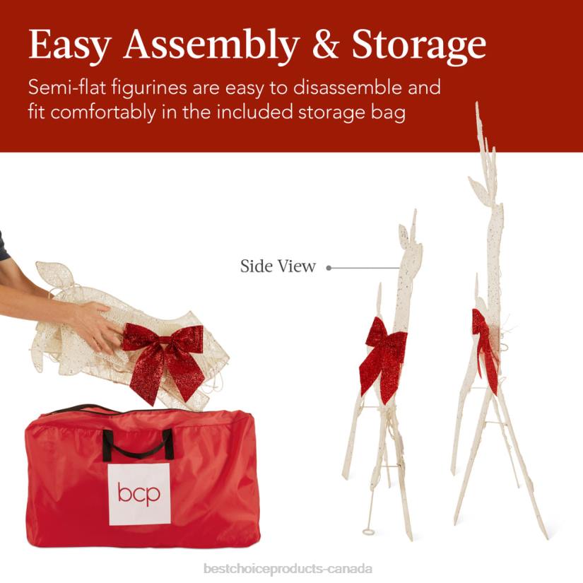 4LT2237 White Best Choice Products 3-Piece Lighted 2D Christmas Deer Set Outdoor Decor w/ 175 LED Lights