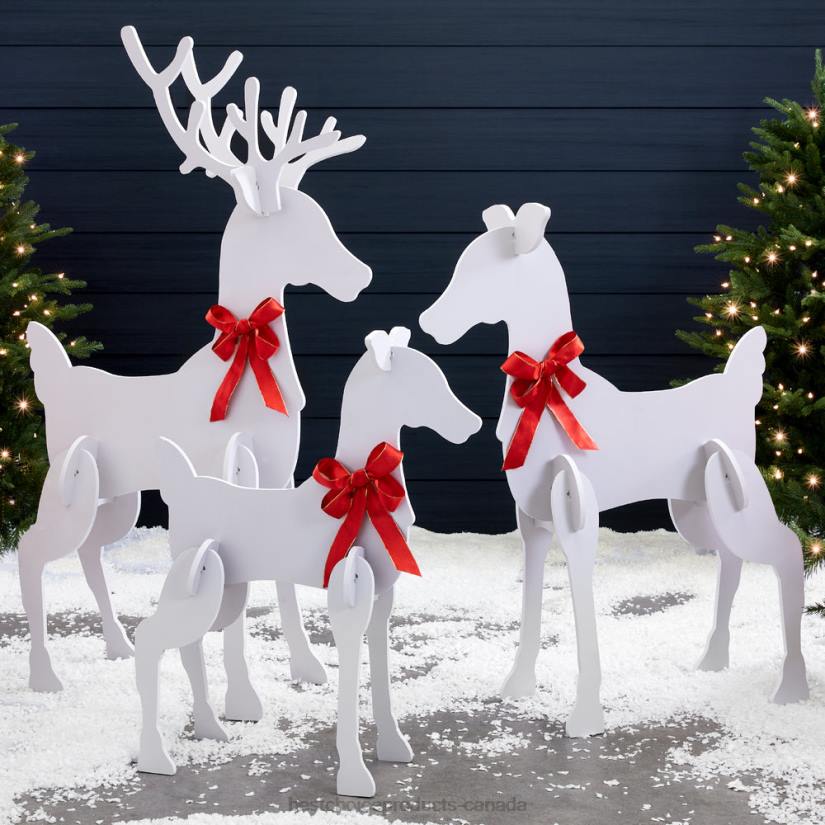 4LT2245 White Best Choice Products 3-Piece Reindeer Family Silhouette Yard Decoration w/ Buck, Doe, Fawn