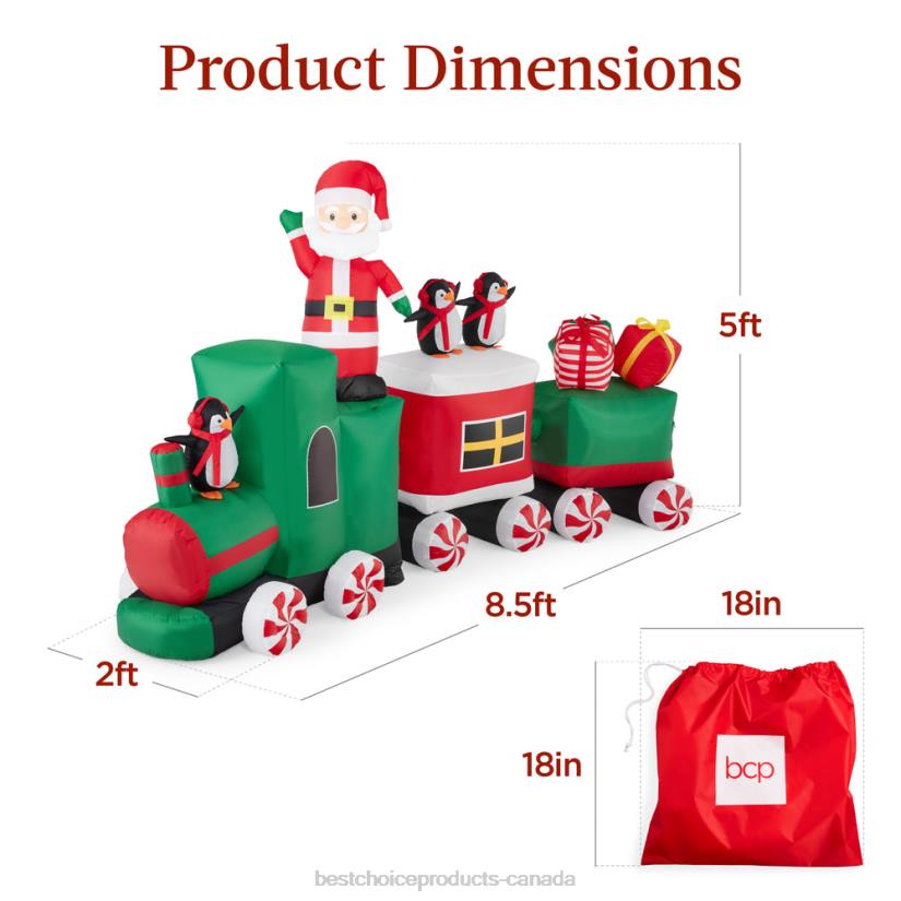 4LT2263 Multicolor Best Choice Products Pre-lit Inflatable Christmas Train & Animated Santa Claus