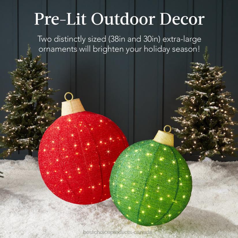 4LT2264 Red/Green Best Choice Products 2pc Lighted Pop-Up Christmas Ornaments Decoration w/ 180 LED Lights, Stand