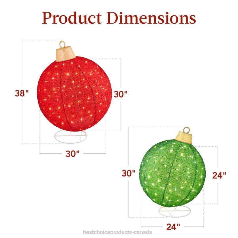4LT2264 Red/Green Best Choice Products 2pc Lighted Pop-Up Christmas Ornaments Decoration w/ 180 LED Lights, Stand