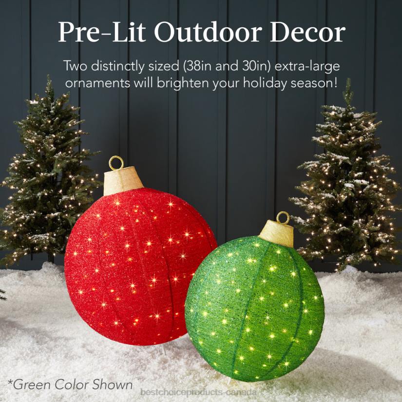 4LT2265 Red/Gold Best Choice Products 2pc Lighted Pop-Up Christmas Ornaments Decoration w/ 180 LED Lights, Stand