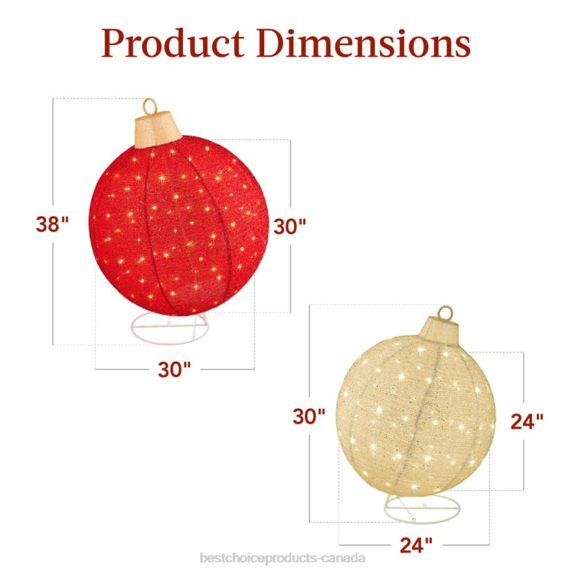 4LT2265 Red/Gold Best Choice Products 2pc Lighted Pop-Up Christmas Ornaments Decoration w/ 180 LED Lights, Stand