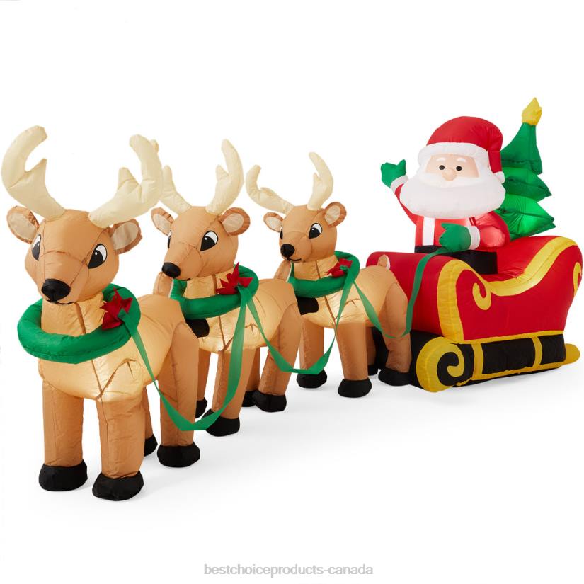 4LT230 Multicolor Best Choice Products Lighted Inflatable Santa Claus & Reindeer Christmas Decoration
