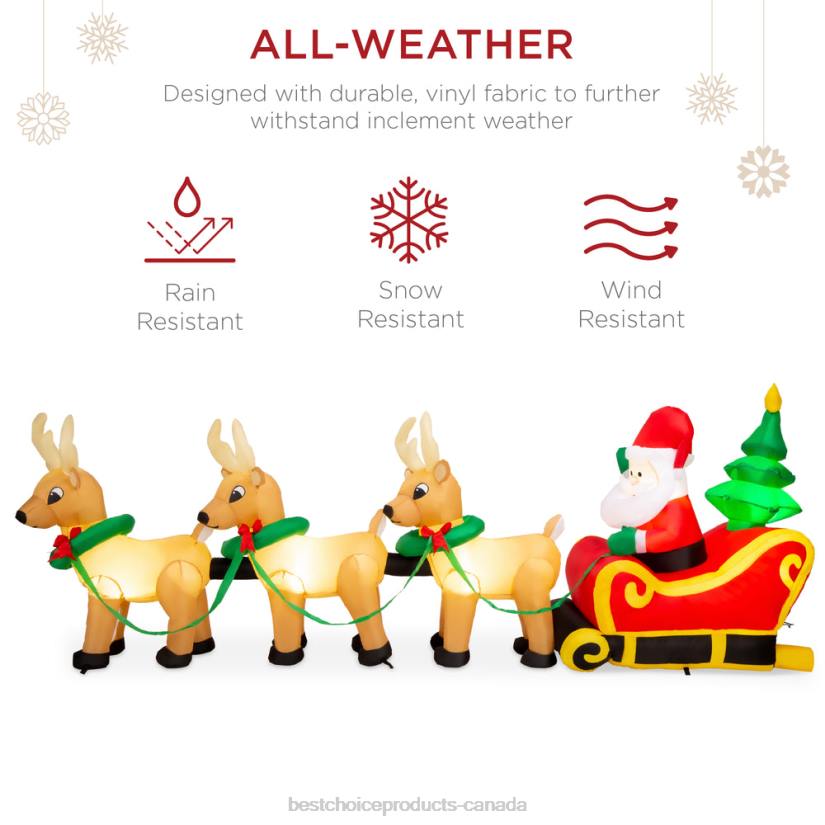 4LT230 Multicolor Best Choice Products Lighted Inflatable Santa Claus & Reindeer Christmas Decoration