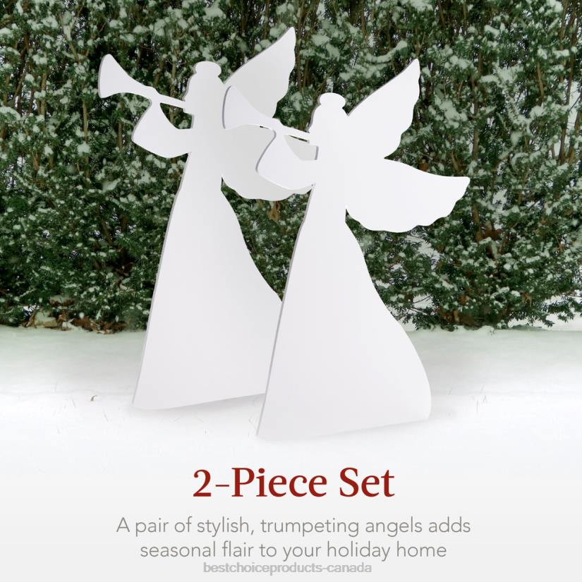 4LT231 White Best Choice Products Set of 2 Christmas Angel Yard Decorations w/ Weather-Resistant PVC