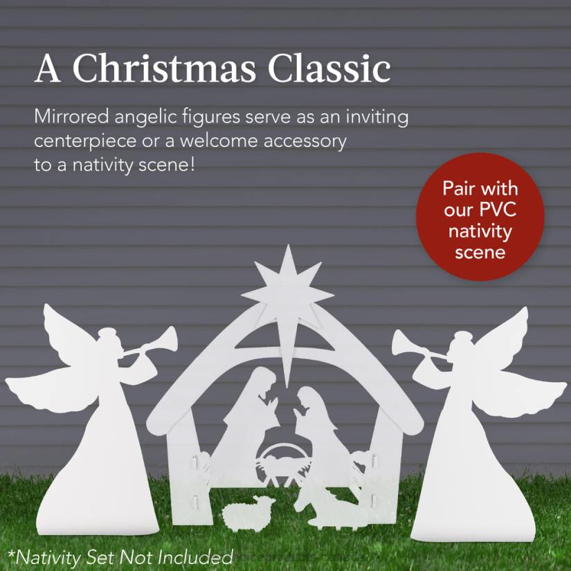 4LT231 White Best Choice Products Set of 2 Christmas Angel Yard Decorations w/ Weather-Resistant PVC
