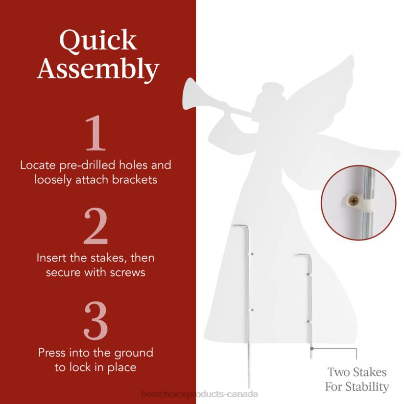 4LT231 White Best Choice Products Set of 2 Christmas Angel Yard Decorations w/ Weather-Resistant PVC