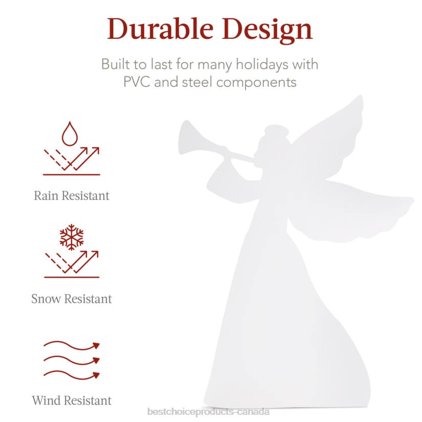 4LT231 White Best Choice Products Set of 2 Christmas Angel Yard Decorations w/ Weather-Resistant PVC