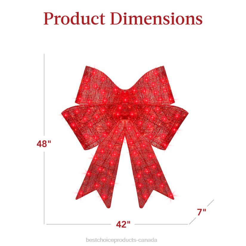 4LT240 Red Best Choice Products Pre-Lit Large Christmas Bow Decoration, Holiday Decor w/ 8 Functions