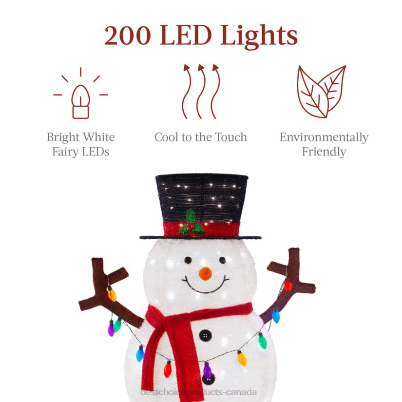 4LT247 White Best Choice Products Lighted Pop-Up Snowman Outdoor Christmas Decoration w/ 200 LED Lights