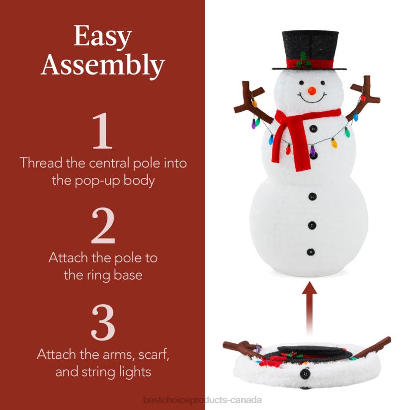 4LT247 White Best Choice Products Lighted Pop-Up Snowman Outdoor Christmas Decoration w/ 200 LED Lights