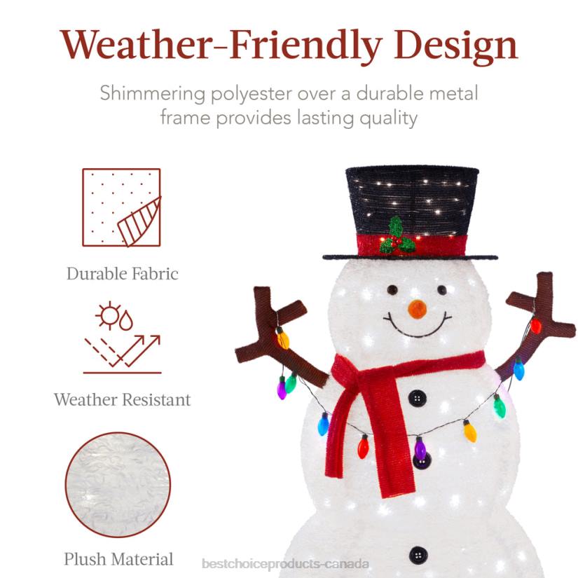 4LT247 White Best Choice Products Lighted Pop-Up Snowman Outdoor Christmas Decoration w/ 200 LED Lights