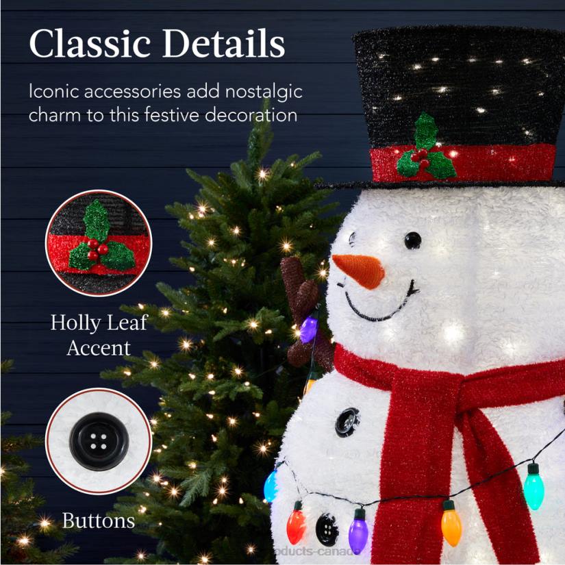 4LT247 White Best Choice Products Lighted Pop-Up Snowman Outdoor Christmas Decoration w/ 200 LED Lights