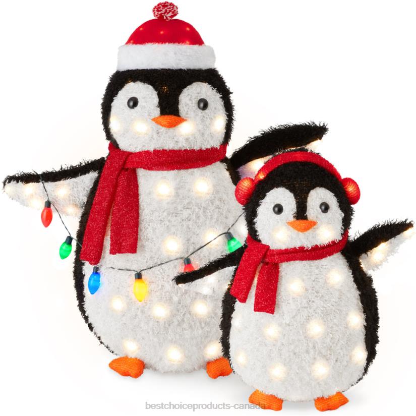 4LT264 Multicolor Best Choice Products 2pc Lighted Pop-Up Penguin Family Christmas Decoration w/ 150 Lights