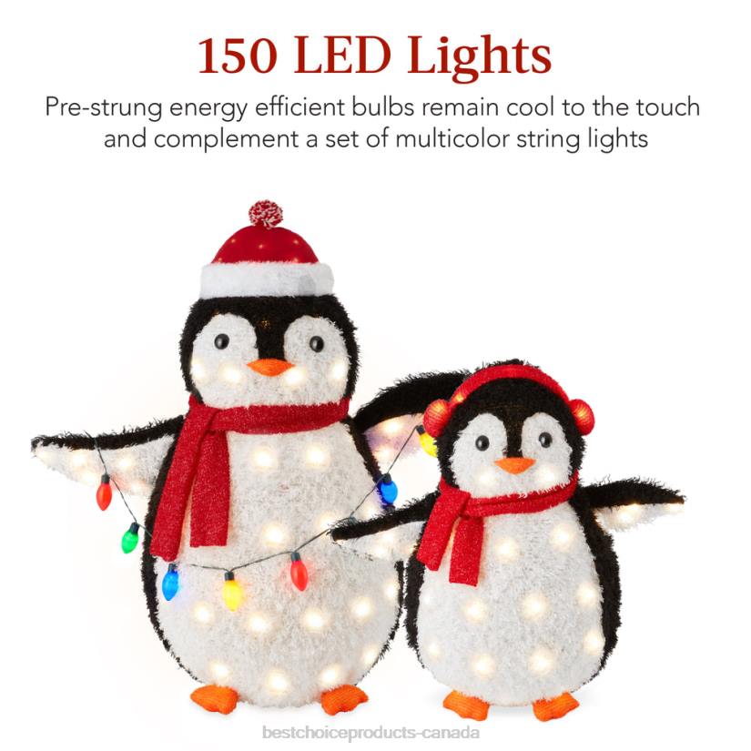 4LT264 Multicolor Best Choice Products 2pc Lighted Pop-Up Penguin Family Christmas Decoration w/ 150 Lights