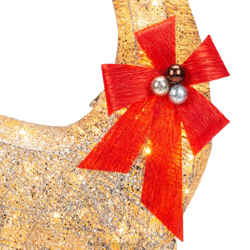 4LT265 Gold Best Choice Products 5ft 3D Pre-Lit Gold Glitter Christmas Reindeer Yard Decoration w/ 150 Lights