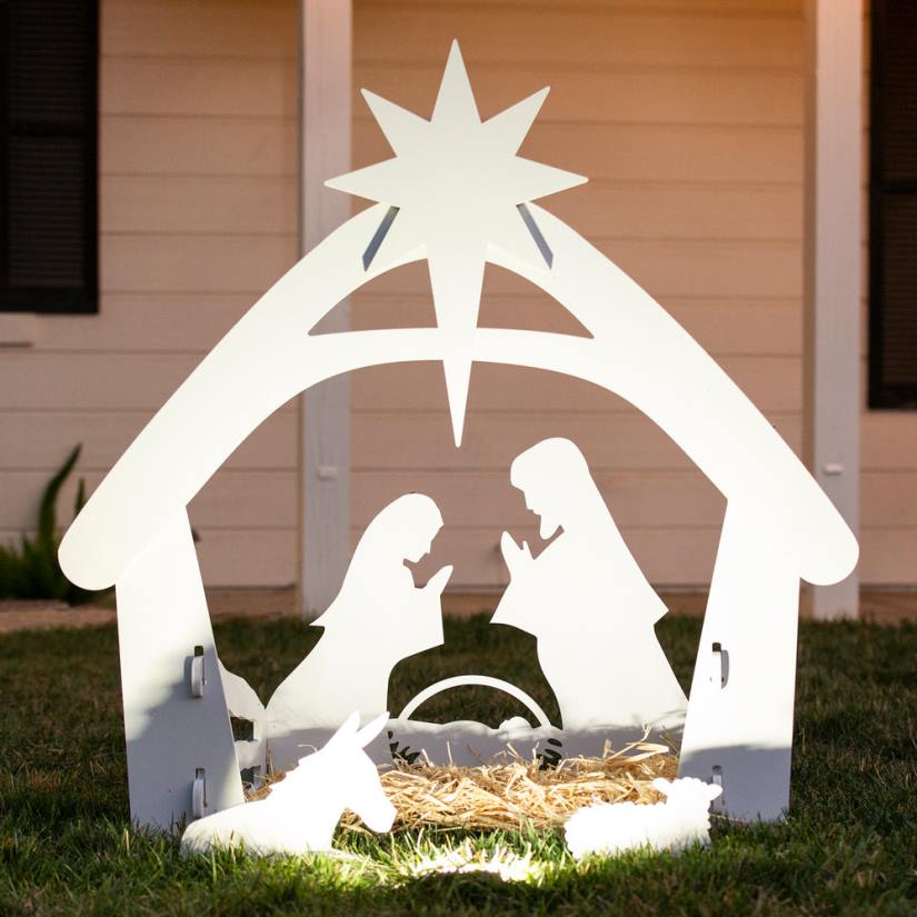4LT266 White Best Choice Products Christmas Nativity Scene Yard Decoration w/ Water Resistant PVC