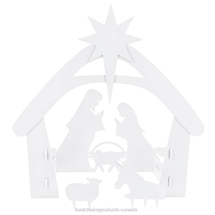 4LT266 White Best Choice Products Christmas Nativity Scene Yard Decoration w/ Water Resistant PVC