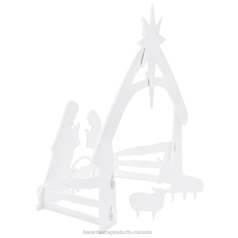 4LT266 White Best Choice Products Christmas Nativity Scene Yard Decoration w/ Water Resistant PVC