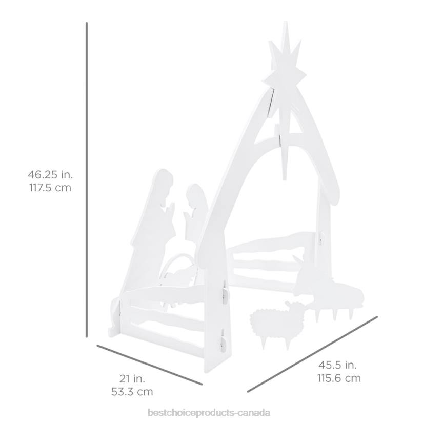 4LT266 White Best Choice Products Christmas Nativity Scene Yard Decoration w/ Water Resistant PVC