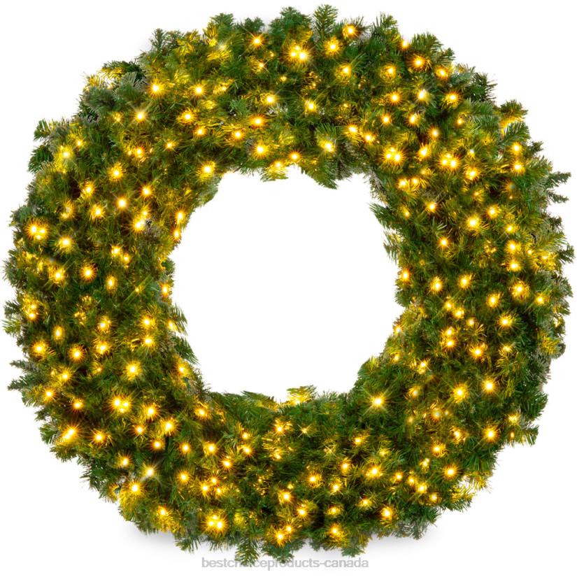 4LT294 Beauty Best Choice Products Pre-Lit Artificial Fir Christmas Wreath w/ LED Lights, Plug-In, PVC Tips