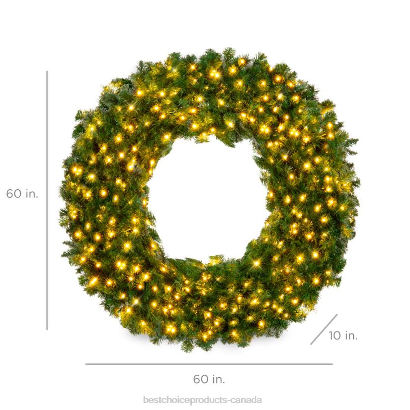 4LT295 Beauty Best Choice Products Pre-Lit Artificial Fir Christmas Wreath w/ LED Lights, Plug-In, PVC Tips