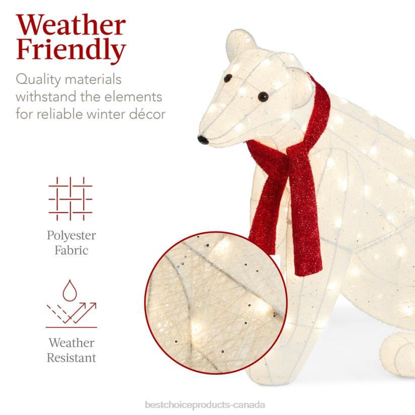 4LT298 Red/White Best Choice Products 2-Piece Lighted Polar Bear Family Outdoor Decor Set w/ LED Lights
