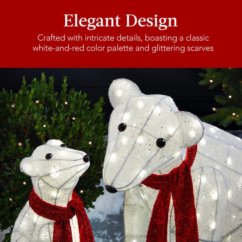 4LT298 Red/White Best Choice Products 2-Piece Lighted Polar Bear Family Outdoor Decor Set w/ LED Lights