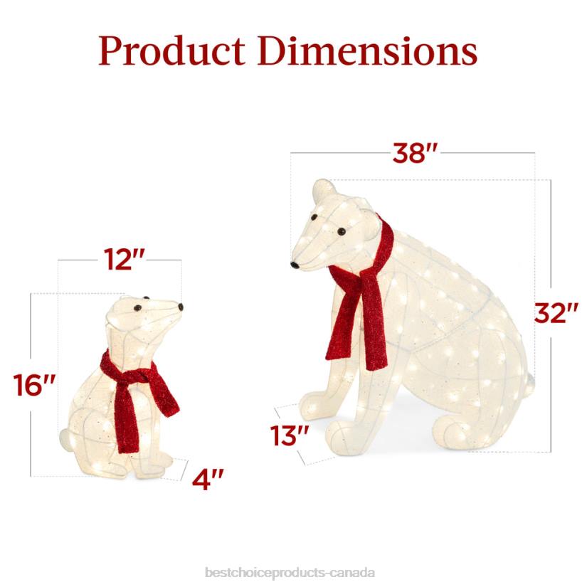 4LT298 Red/White Best Choice Products 2-Piece Lighted Polar Bear Family Outdoor Decor Set w/ LED Lights