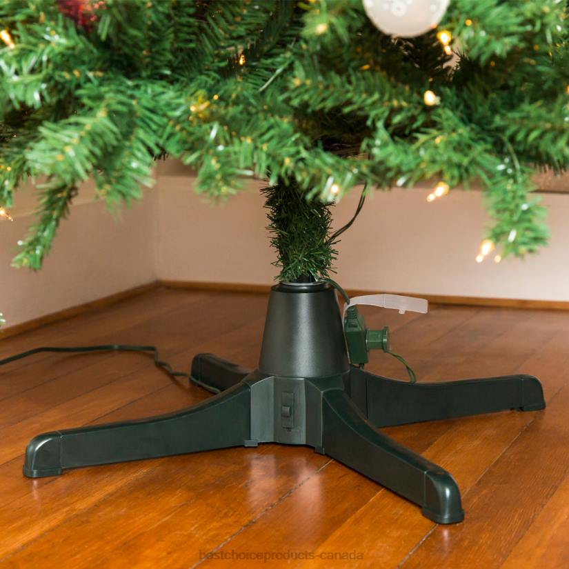 4LT2138 Black Best Choice Products 360-Degree Rotating Christmas Tree Stand w/ 3 Settings, 3 Outlets