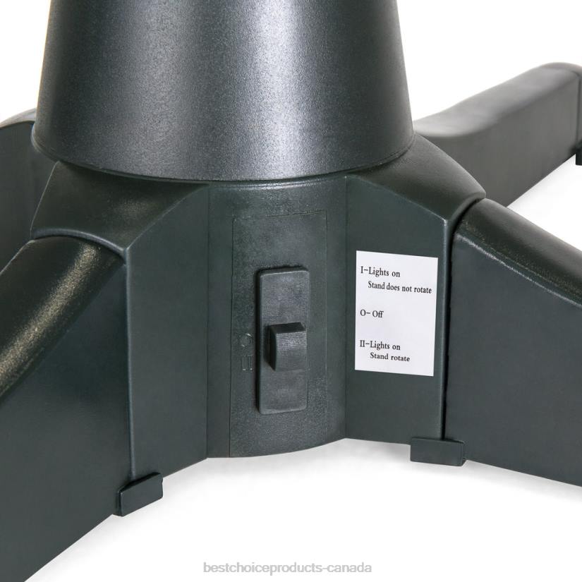4LT2138 Black Best Choice Products 360-Degree Rotating Christmas Tree Stand w/ 3 Settings, 3 Outlets