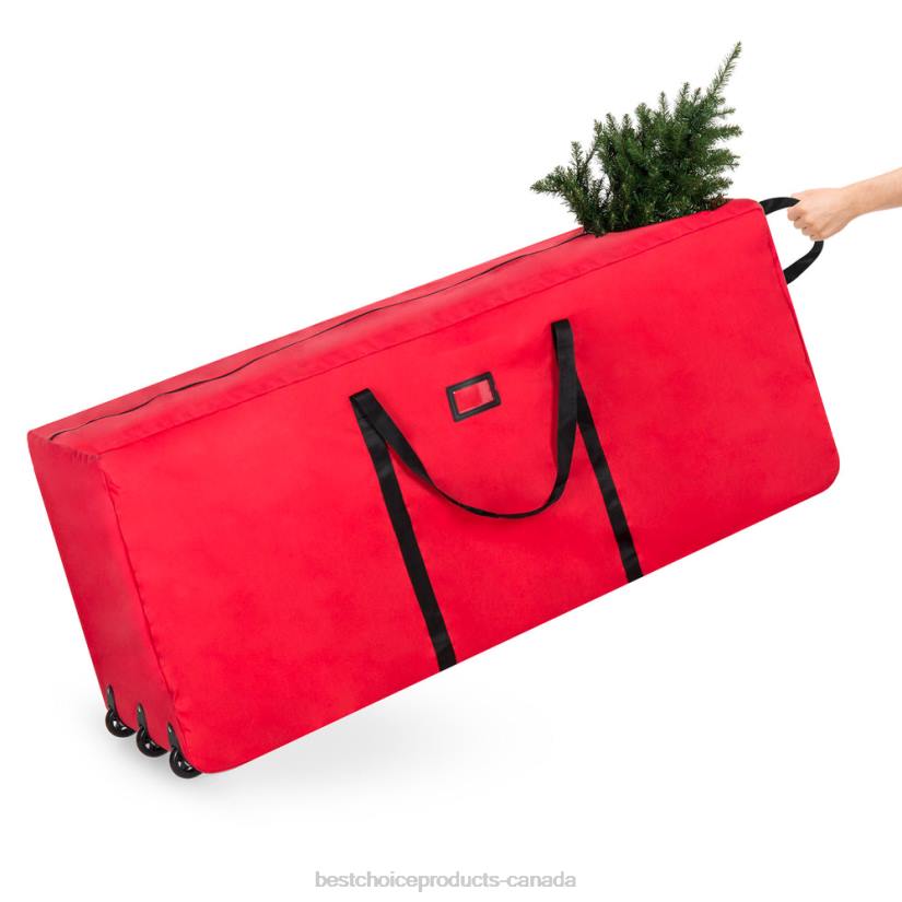 4LT2267 Red Best Choice Products Rolling Duffle Storage Bag for 9ft Christmas Tree w/ Wheels, Handle