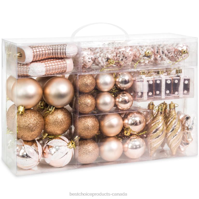 4LT2268 Rose Gold Best Choice Products Set of 72 Handcrafted Shatterproof Christmas Ornament Holiday Decorations