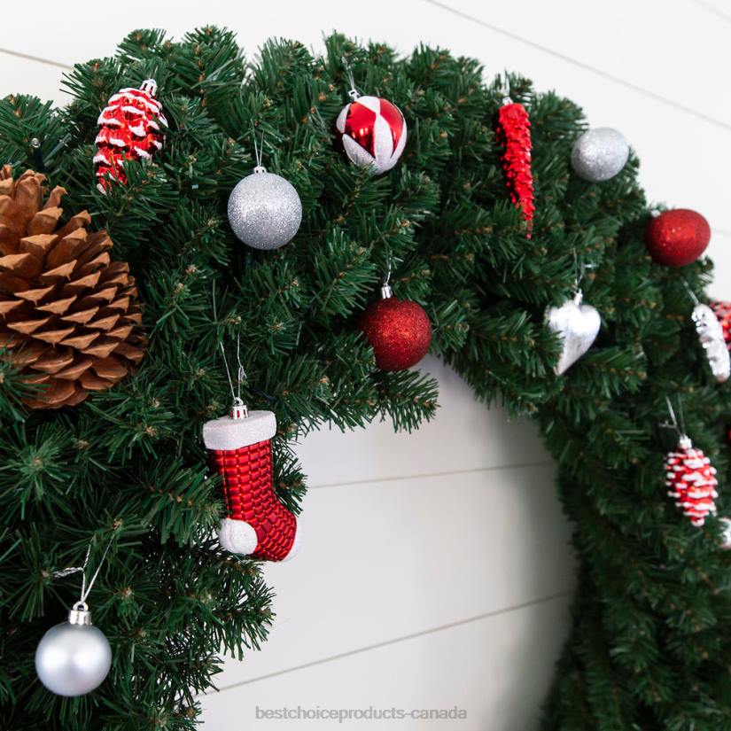 4LT2269 Red/Silver Best Choice Products Set of 72 Handcrafted Shatterproof Christmas Ornament Holiday Decorations