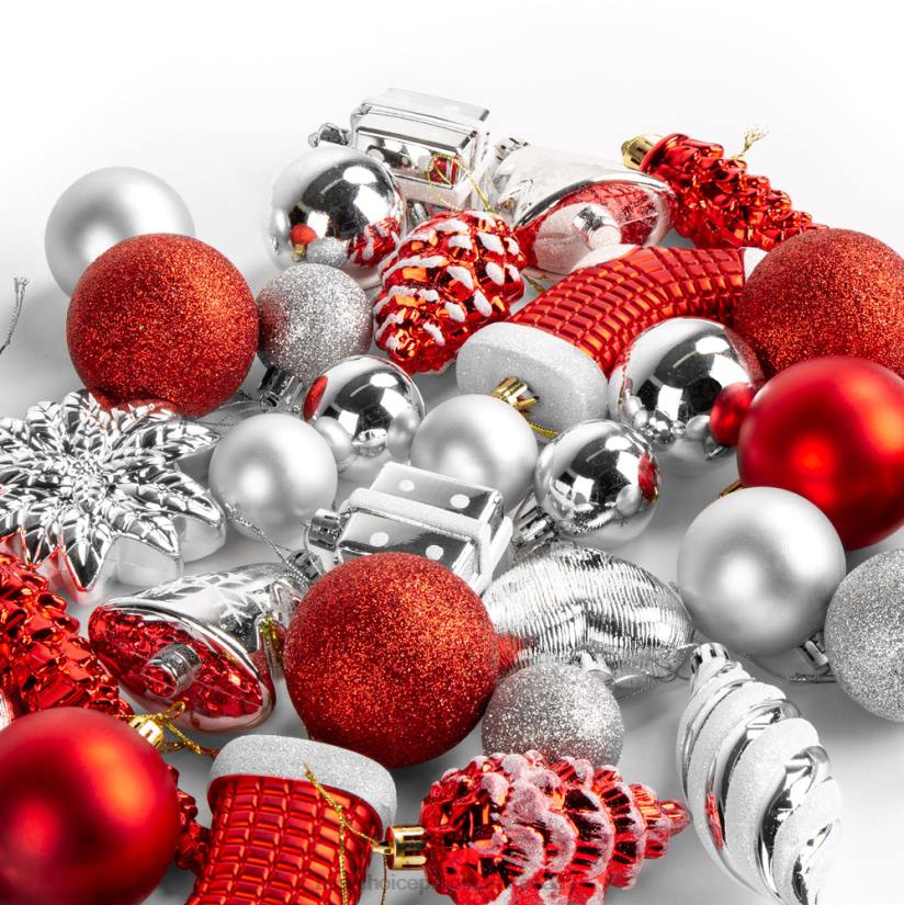 4LT2269 Red/Silver Best Choice Products Set of 72 Handcrafted Shatterproof Christmas Ornament Holiday Decorations