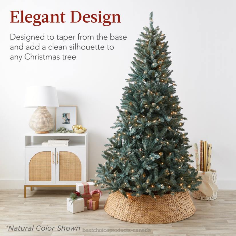 4LT276 Tobacco Best Choice Products Woven Hyacinth Christmas Holiday Tree Collar