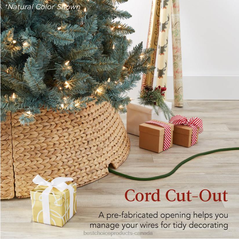 4LT276 Tobacco Best Choice Products Woven Hyacinth Christmas Holiday Tree Collar