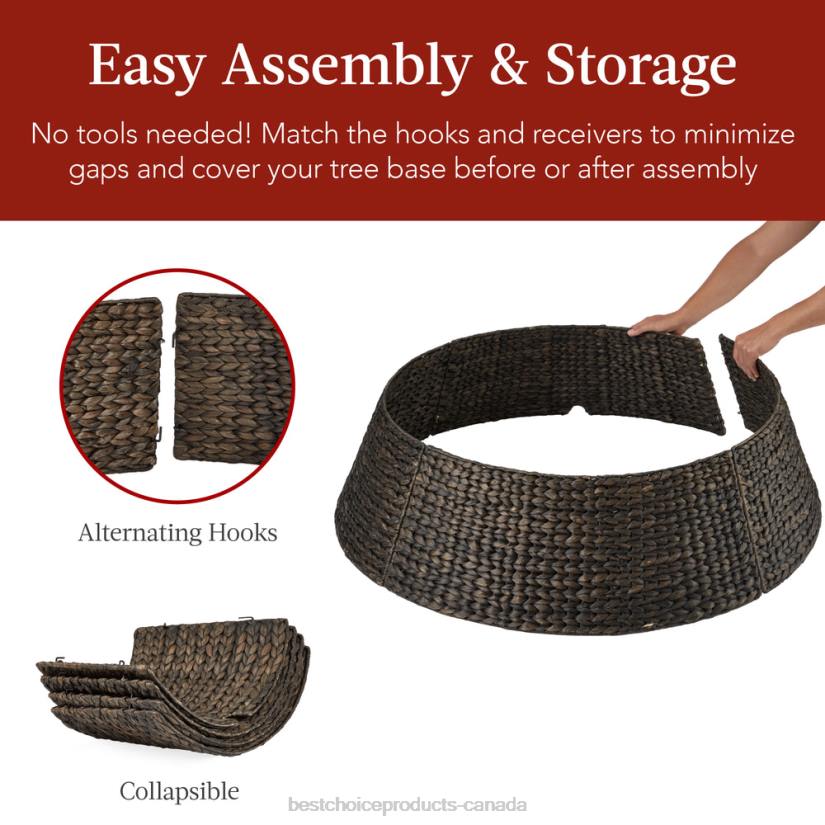 4LT276 Tobacco Best Choice Products Woven Hyacinth Christmas Holiday Tree Collar