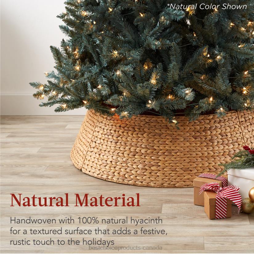 4LT276 Tobacco Best Choice Products Woven Hyacinth Christmas Holiday Tree Collar