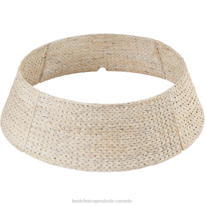 4LT277 Washed White Best Choice Products Woven Hyacinth Christmas Holiday Tree Collar